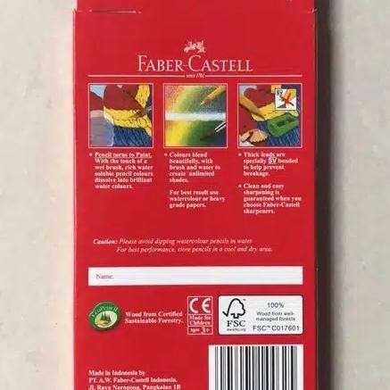 

Kekinian - Pensil Warna Watercolour Faber Castell 12 Warna Panjang !!