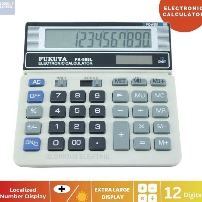 

Berkualitas Kalkulator / Calculator 12 Digit Large Display Dual Power FK-868L .,