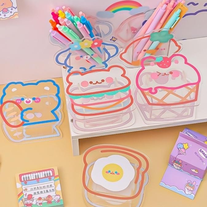 

Kekinian - Kotak pensil arkrilik karakter lucu Pen holder transparant - flower dog ..