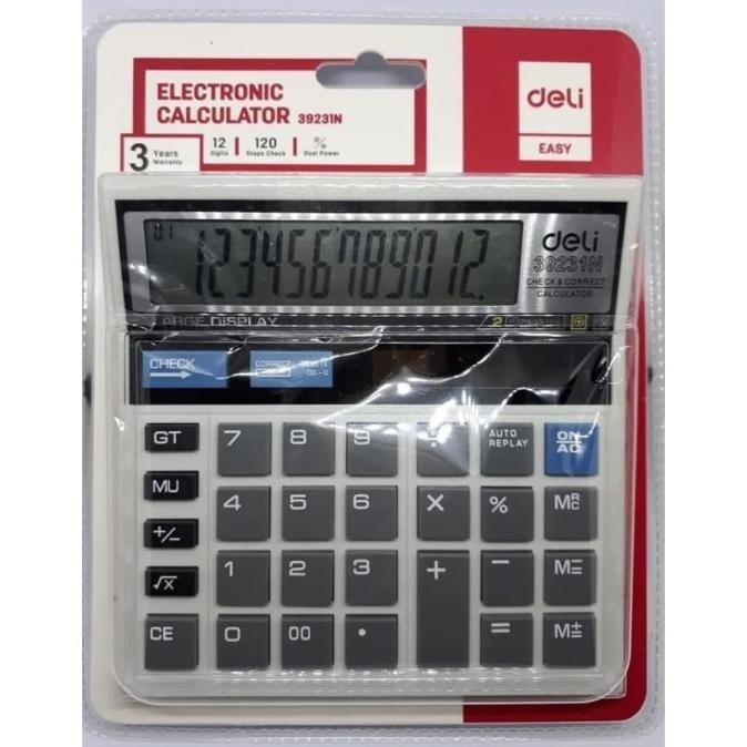 

Terbaik Deli 39231 Calculator Check & Correct Kalkulator Meja Office .,