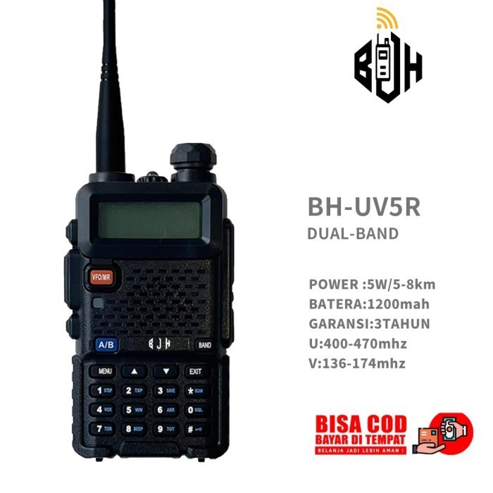 Ht Bjh Uv5R Walkie Talkie Dual Band 5W 128Ch Uhf+Vhf Handy Talkie