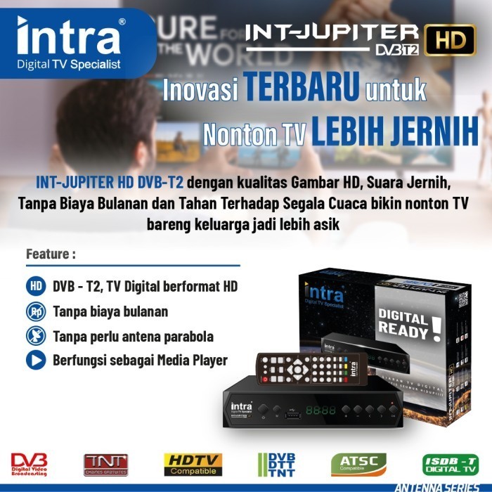 Receiver Tv Dvbt2 Digital Set Top Box Intra Jupiter-Hd Dvb T2 Gina