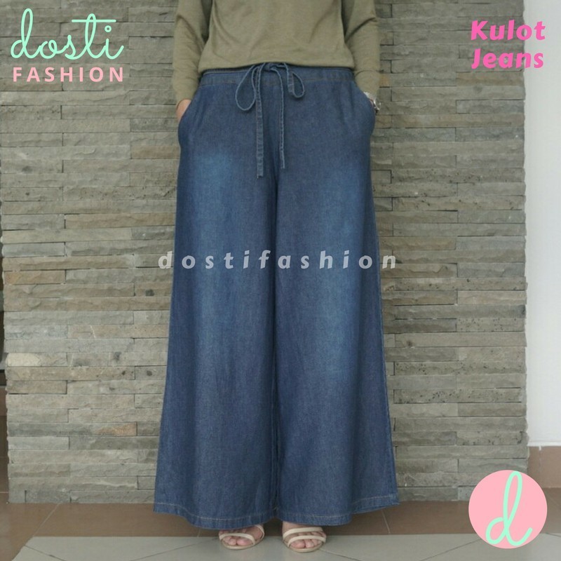 [ONLINE EXCLUSIVE] Kulot Jeans Hitam Wanita Panjang Jumbo Bis Size Bigsize Besar Rumbai Rawis