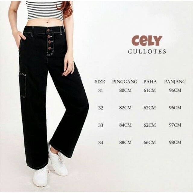 [ONLINE EXCLUSIVE] CELY kulot jeans cullote jeans celana jeans wanita kulot Denim hitam boyfriend