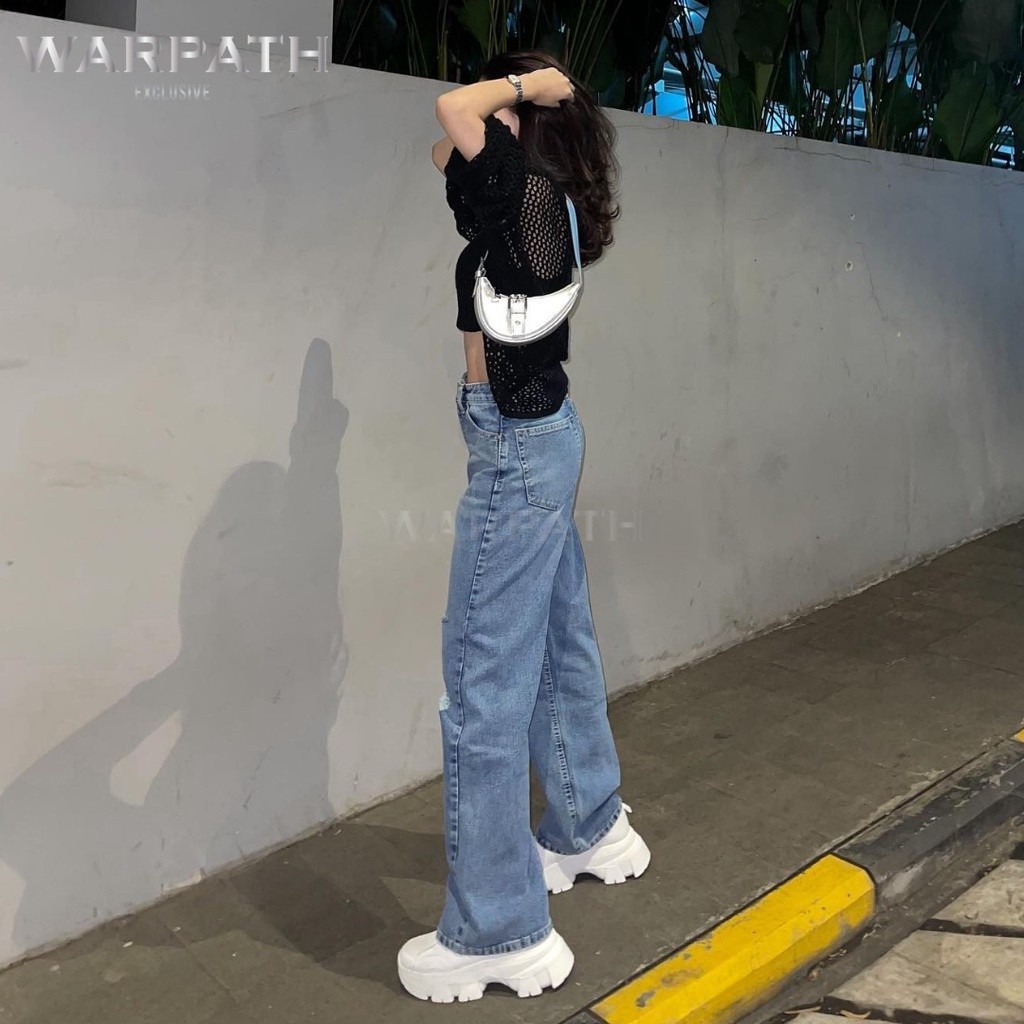 [ONLINE EXCLUSIVE] WARPATH - Celana Highwaist Loose Jeans Ripped Coolgy 7729 Celana kulot Jeans