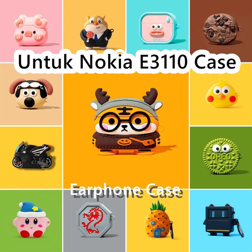 distinctiveUntuk Nokia E3110 Case Blush Ayam Kuning Kecil Lucu Kartun Soft Silicone Earphone Case