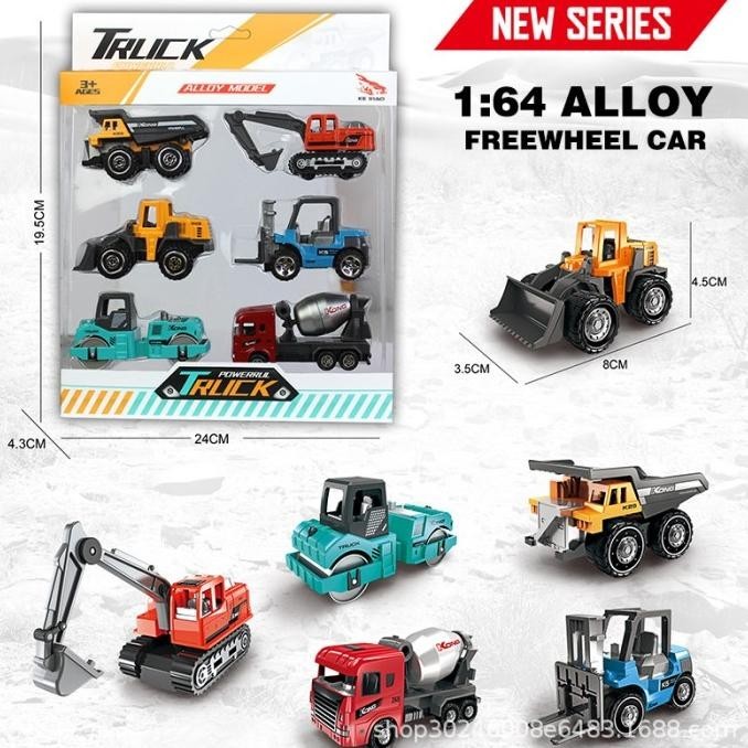 Mainan Miniatru Diecast Truk Traktor Buldozer Excavator Konstruksi