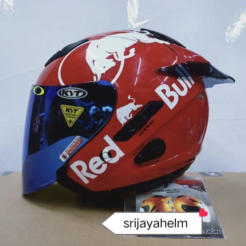 HELM  KYT GALAXY FLAT R MERAH PAKET RED BULL PULL WARNA