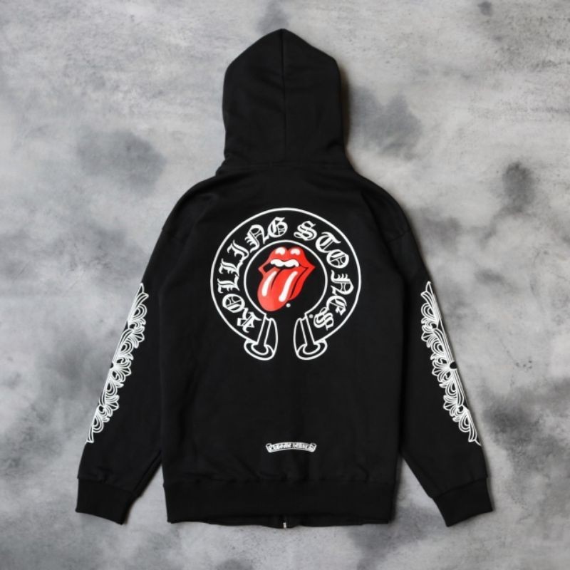 [EXCLUSIVE] NEW ARRIVALS Jaket Hoodie zipper Chrome Hearts x Rolling stone unisex