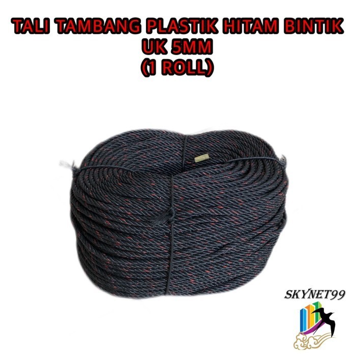 Tali Tambang Plastik Hitam Bintik Uk 5Mm (1 Roll )