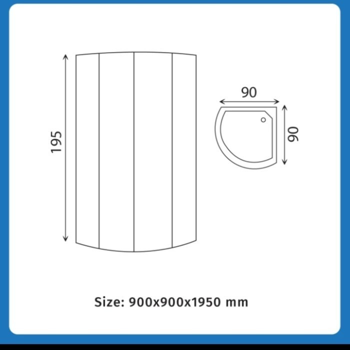 Shower Box Icepol Oval + Shower Tray Uk.90X90 Cm Kaca Tempered Polos