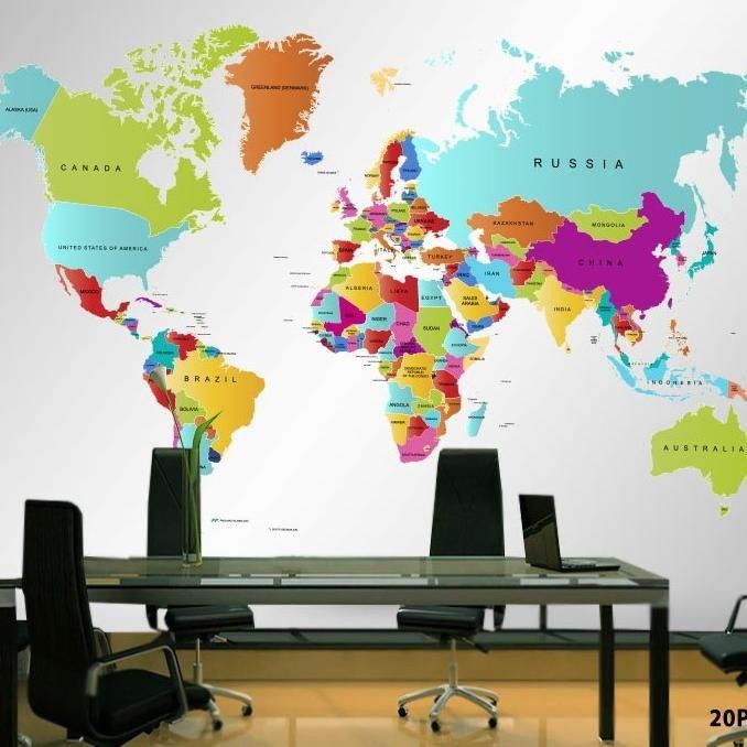 Wallpaper Dinding 3D Custom Peta Dunia (20-015)