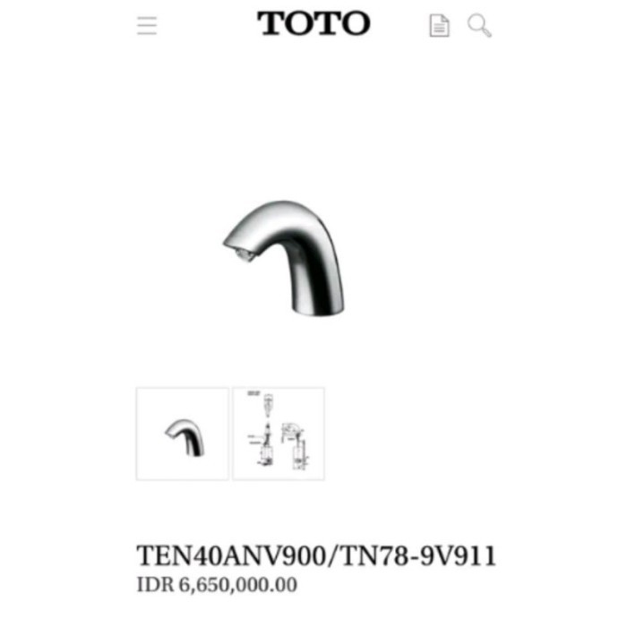 TOTO SENSOR KRAN WASTAFEL TYPE TEN 40 AN V900 DAN TN78 9 V911