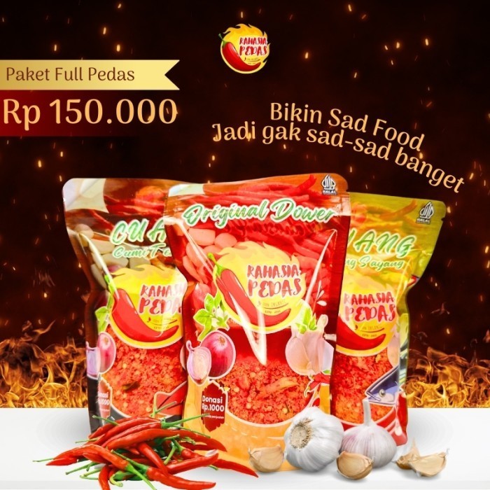 

Paket Rahasia Pedas Sambal Sambel Bawang Dower Cumi Cakalang Pedas Ori