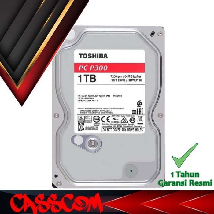 Hardisk Toshiba Pc 1Tb Sata 3 3.5" Garansi 2 Tahun 7200Rpm