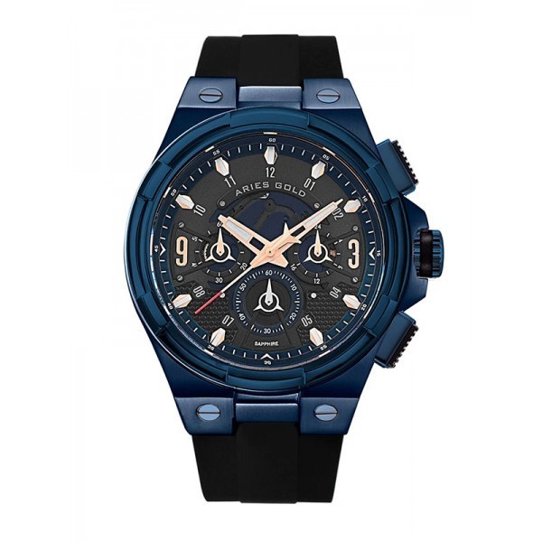 Jam Pria Aries Gold  Original Sport Blue Rubber G-7016-BU-BURG