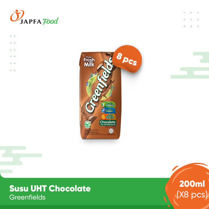 

Greenfields Susu UHT Chocolate 200ml - Isi 8 pcs - 100% Fresh Milk dari Greenfields Farm