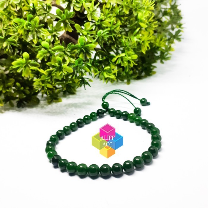 COD tasbih gelang batu natural giok hijau 33 butir 6mm asli