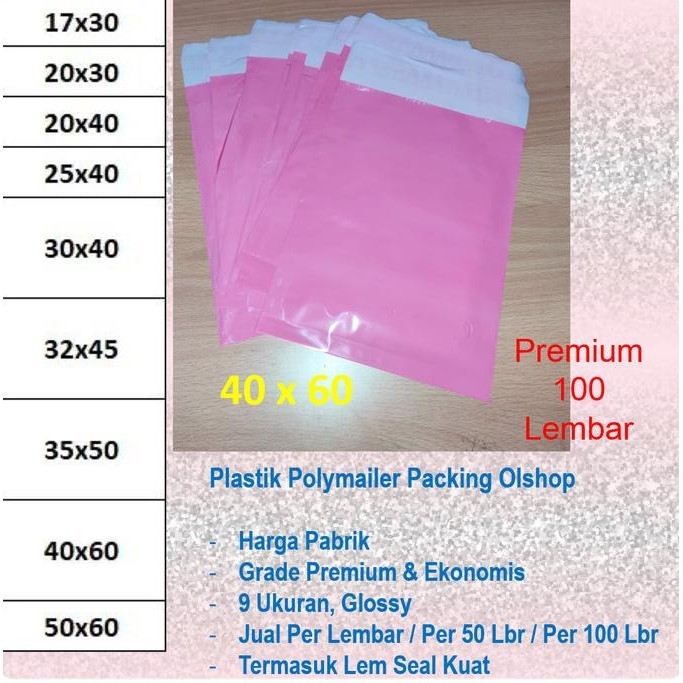 

TERBAIK PREMIUM POLYMAILER PINK 40X60 100 LBR AMPLOP PLASTIK PACKING OLSHOP HEMAT