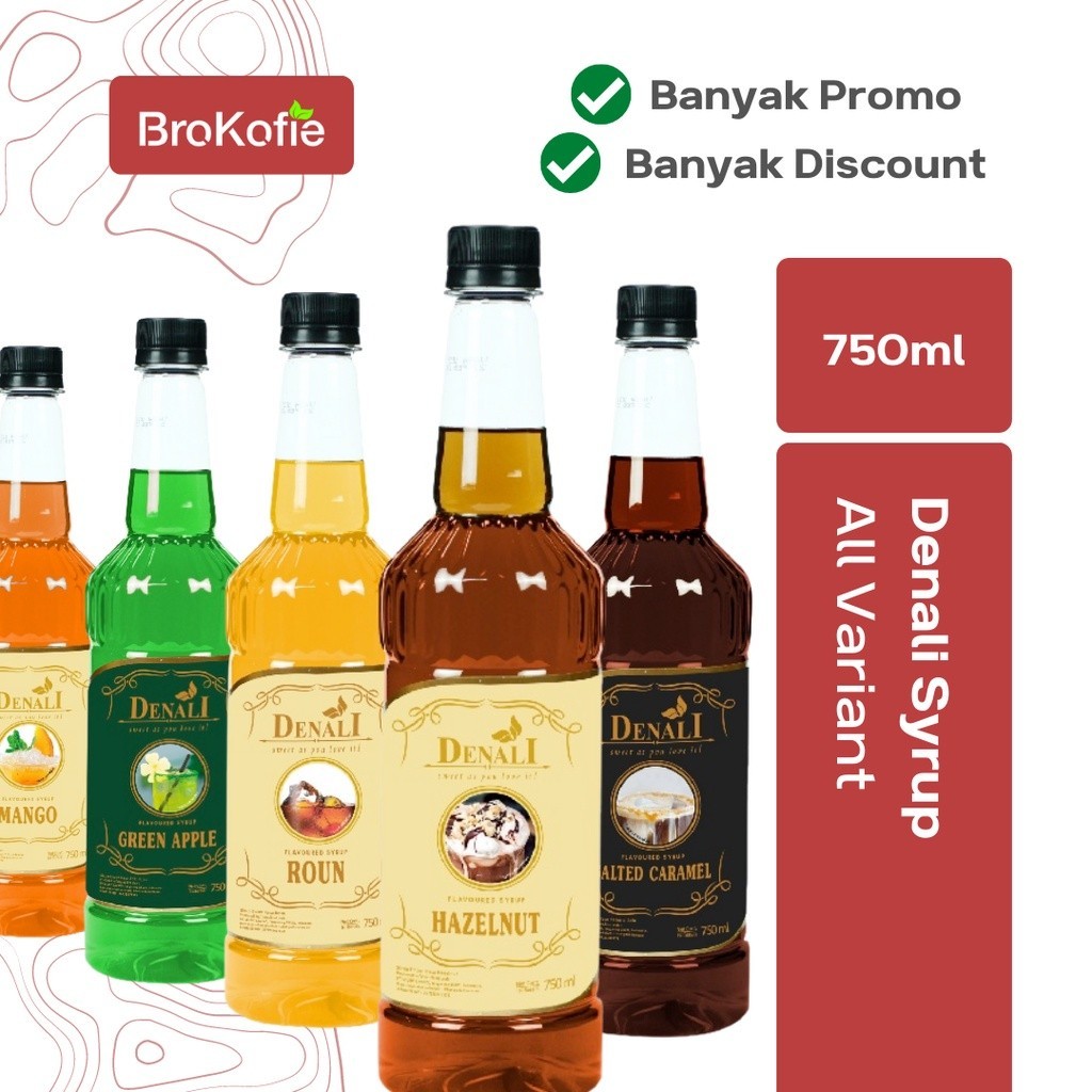 

Denali Syrup All Varian 750Ml - Sirup Denali Rasa Hazelnut, Caramel, Vanila, Lychee, Rum, Pandan,