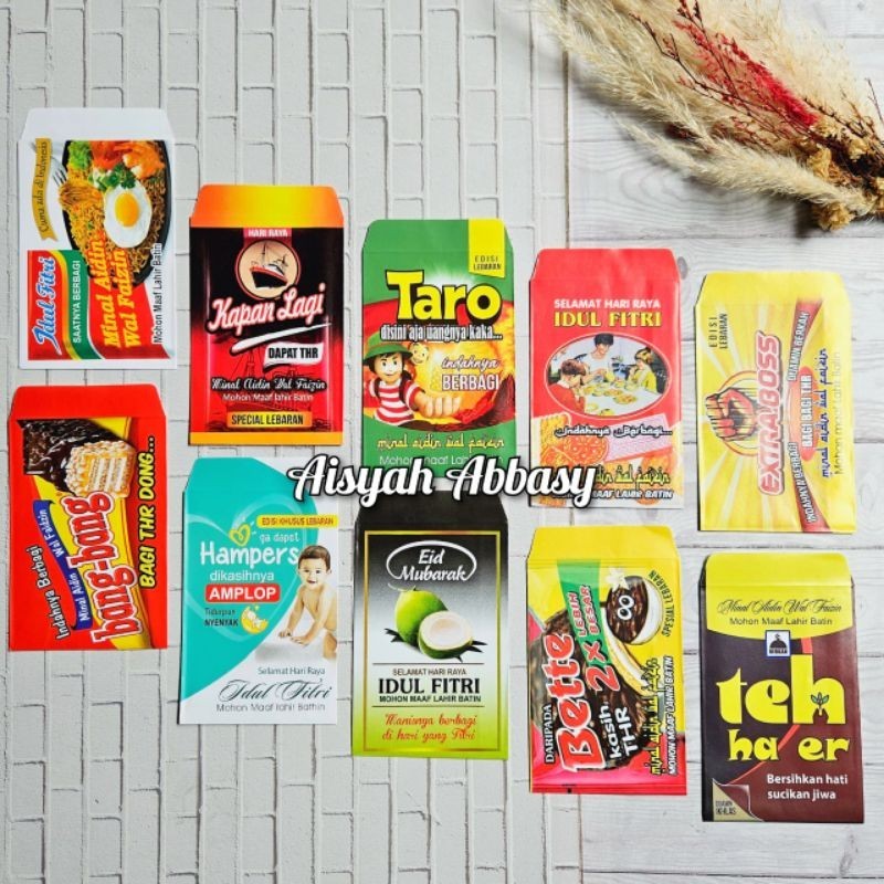 

Amplop ampau lebaran Motif Snack Seri B isi 100 lembar mix 10 karakter