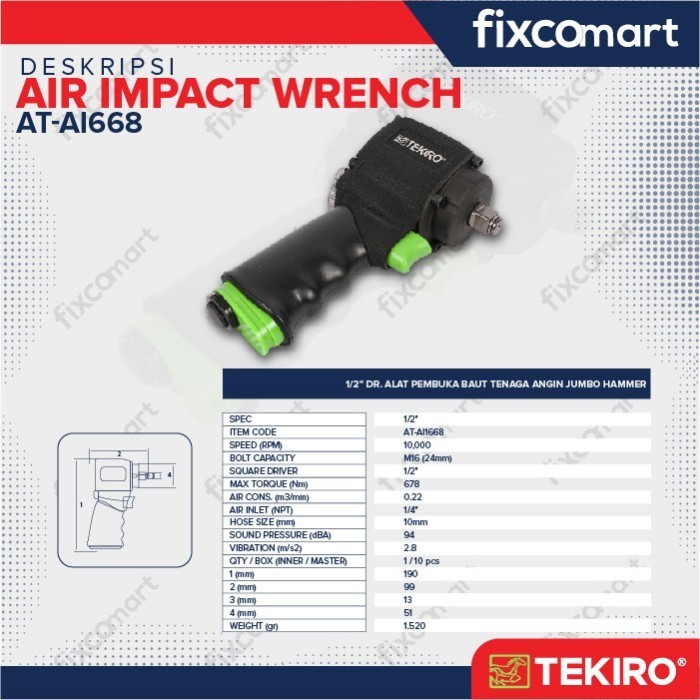 Tekiro Air Impact Jumbo Hammer 1/2"