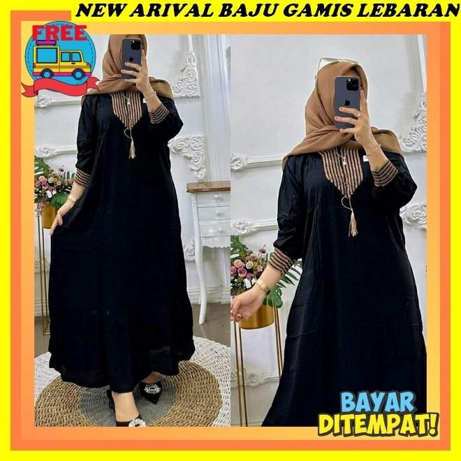 Baju Wanita Jumbo Lengan Panjang Lebaran Remaja Mewah 130Ld Xxl 4Xl Bahan Adem Gamis Lebaran 2024 Mo
