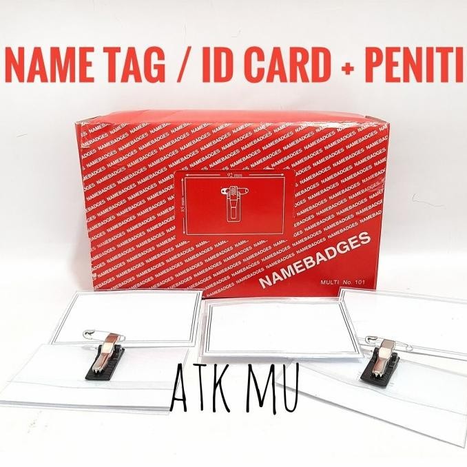 

Ready [Isi 50] Name Tag Multi Jepit + Peniti / Namebadges Tanda Peserta Limited Edition