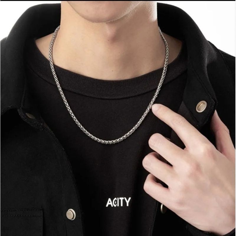 KALUNG RANTAI PRIA MODEL SISIK NAGA KALUNG TITANIUM ANTIKARAT PRIA KALUNG PRIA MODEL SISIK NAGA TERB