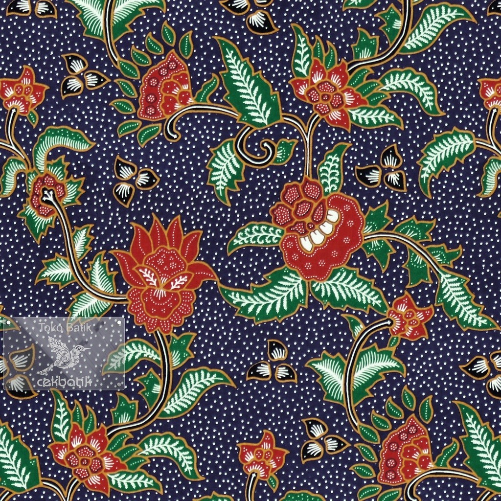 kain batik - Motif Bunga Manis ( Warna Dasar Navy)