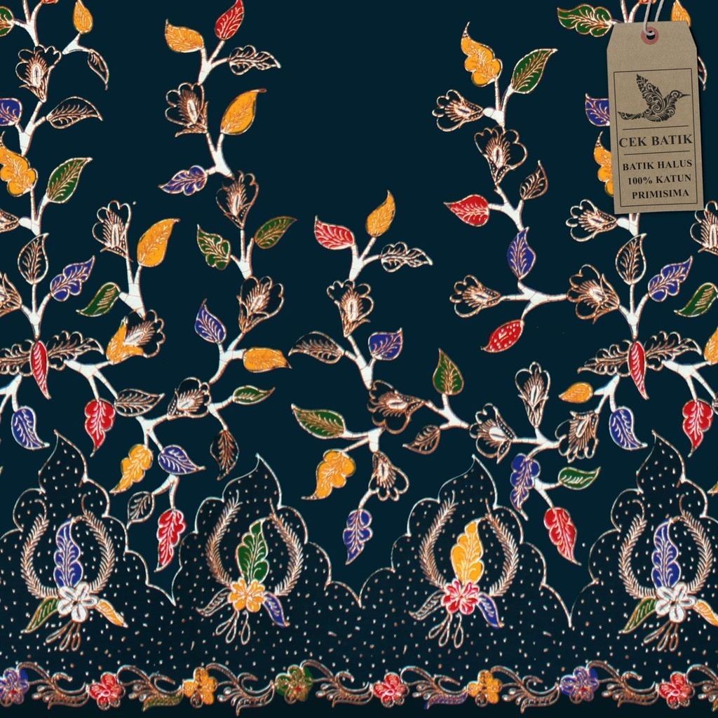 Kain Batik - Motif Pesona Bunga Madura Manis (Biru Dongker)