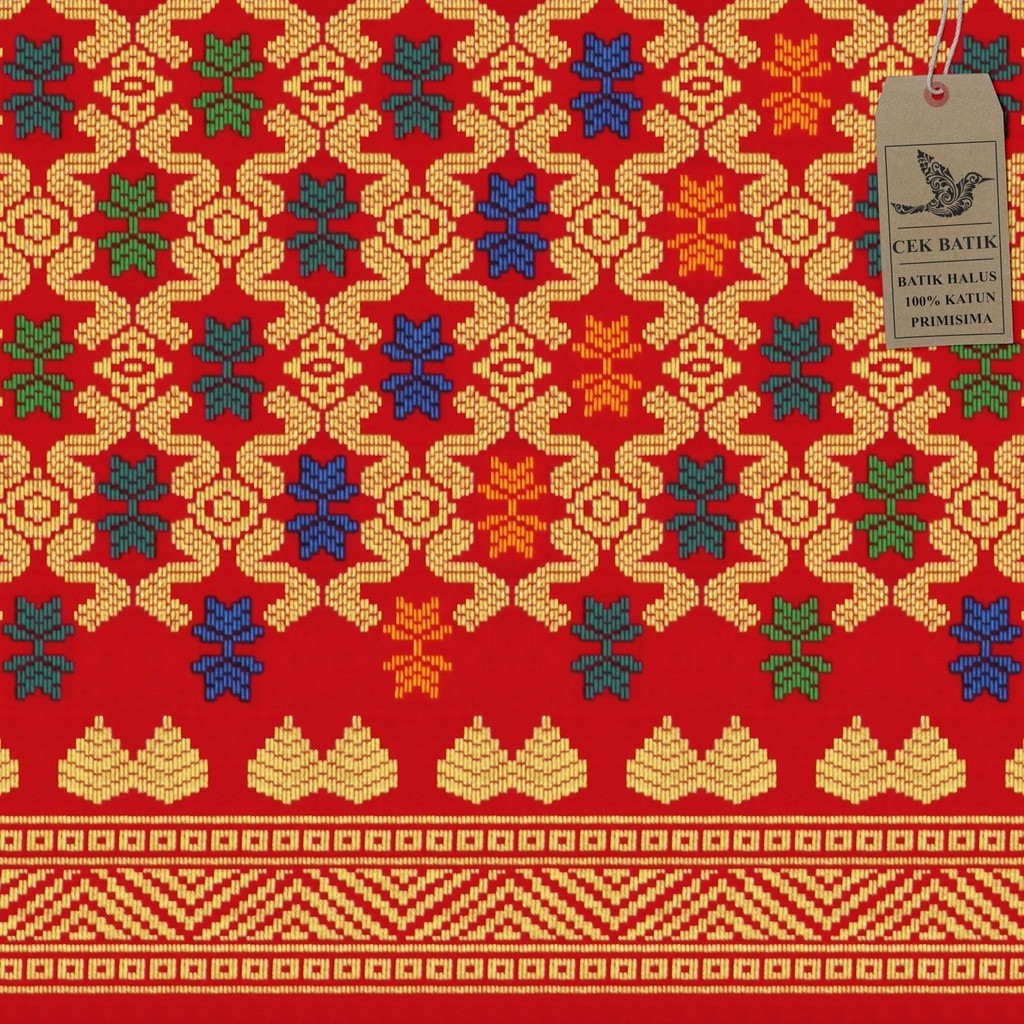 Kain Bali Prada Etnik Cantik Warna Motif Gold / Emas (MERAH)