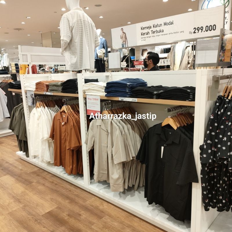 Kemeja Uniqlo Men Katun Modal Kerah Terbuka jastip jasa titip