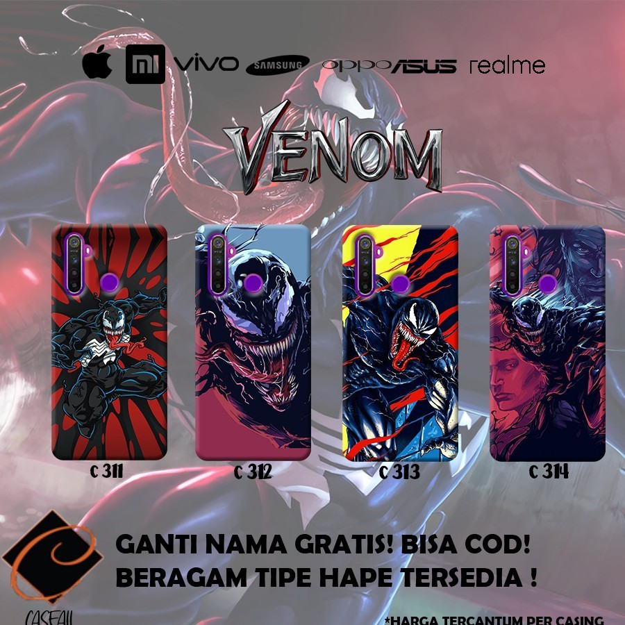 Case Casing Venom Spiderman (Semua Tipe HP) Realme 6 , 6 Pro  Realme 5 , 5 Pro Realme C3 Oppo A31