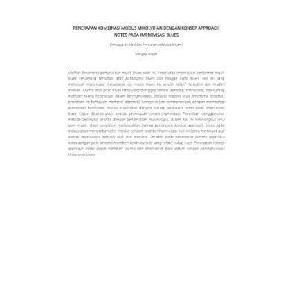 

(PID048) Penerapan kombinasi modus mixolydian dengan konsep approach notes pada improvisasi blues