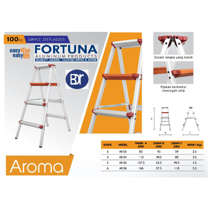 TANGGA LIPAT FORTUNA ALUMINIUM PREMIUM AROMA 110 CM I AR04 SL