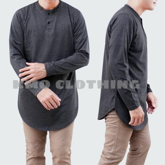 Kaos Kurta Lengan Panjang Baju Koko Kurta Pria Original KMO