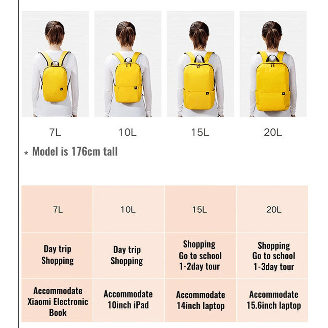Tas Ransel 10L Mi Daypack Backpack Tahan Air