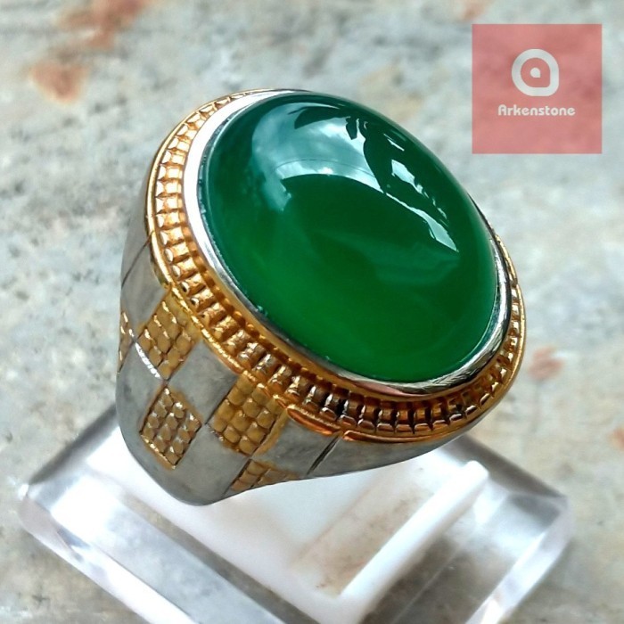 1Pcs Cincin Batu Akik Hijau Garut / Ijo Garut Top Quality