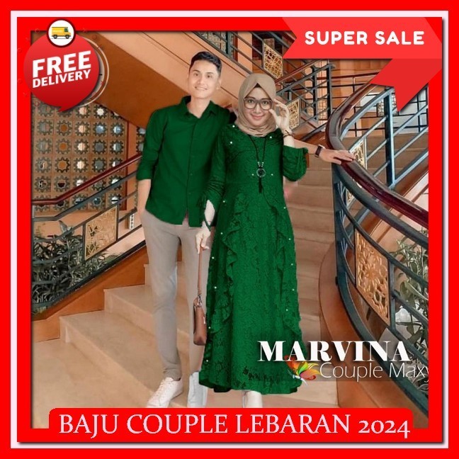0 Cp Marvina Mutiara, Couple Pasangan, Brukat Premium, Gamis Hijab Muslim, Dress Maxy