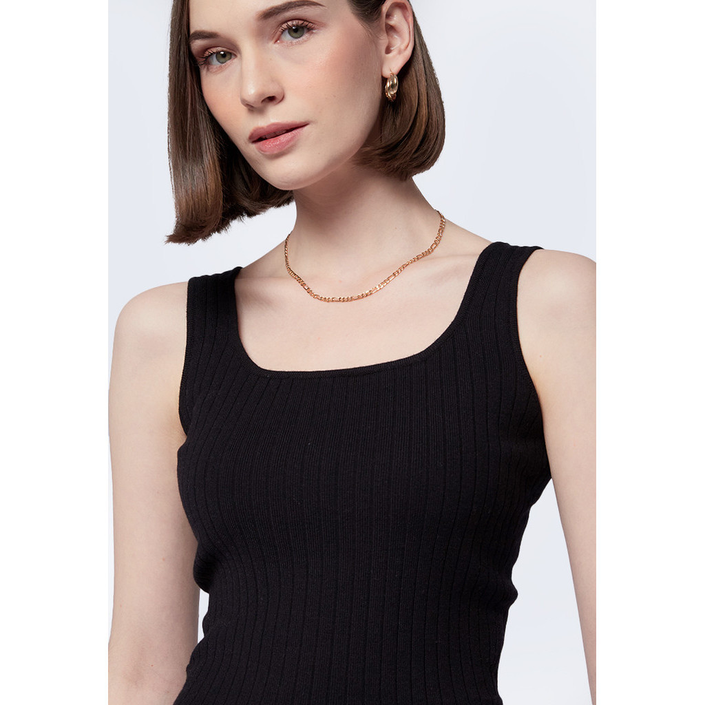 Executive Scoop Neck Knit Tanktop Black