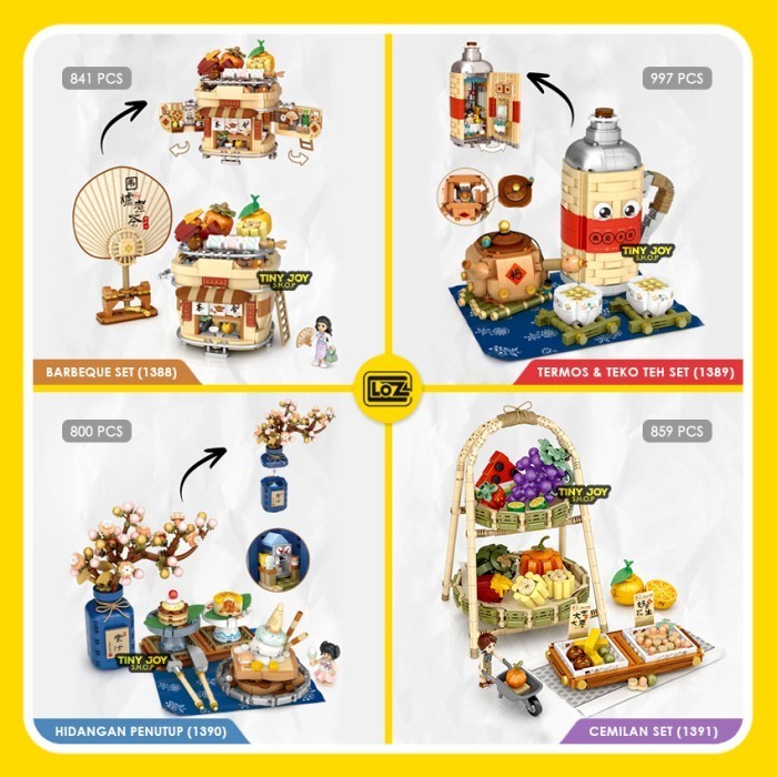 FLASH SALE LOZ MINI BLOCK ( MAKANAN & TEH SET ) PUZZLE CHINESE FOOD TEA KADO LUCU TERMURAH