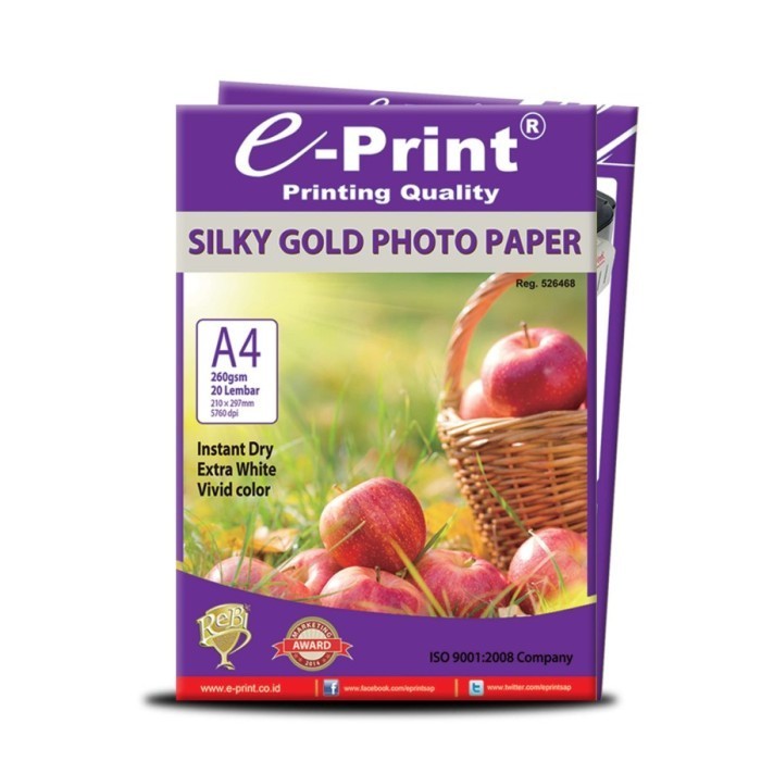 

Terlaris E-Print Silky Gold Photo Paper A4 260 Gsm / Kertas Foto Doff Eprint A4 Promo Terbaru