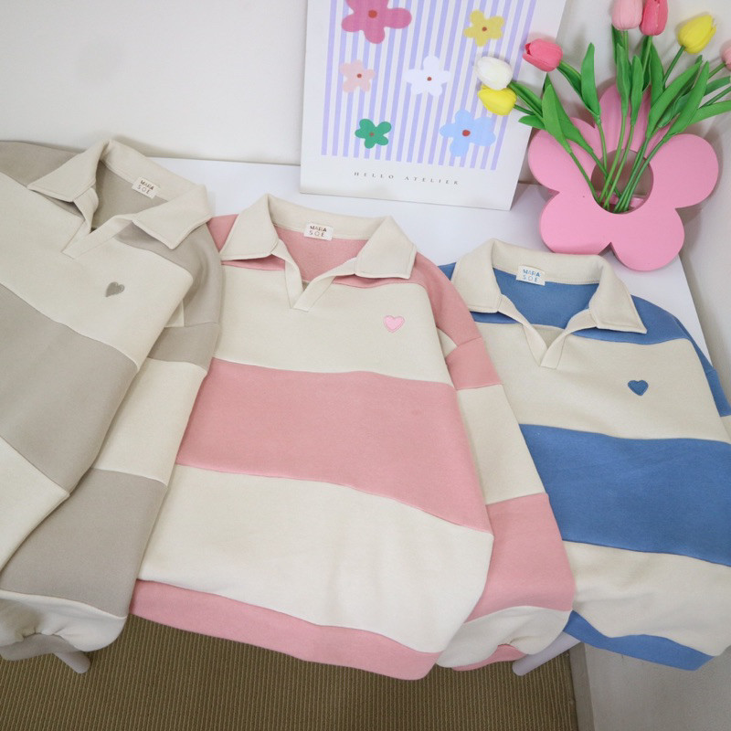 [COLD COLLECTIONS] [Marasoe] RUGBY STRIPE SWEATER - Sweatshirt Sweater Rugby Polo Shirt Sweater