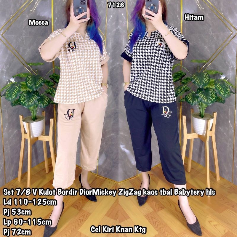 Setelan 7/8 Kulot Bordir Zigzag Kaos Tebal Babytery Hls