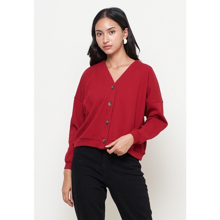[COLD COLLECTIONS] Geela Official - Geela Cardigan Rib Maroon (G.6205) - Cardigan Wanita