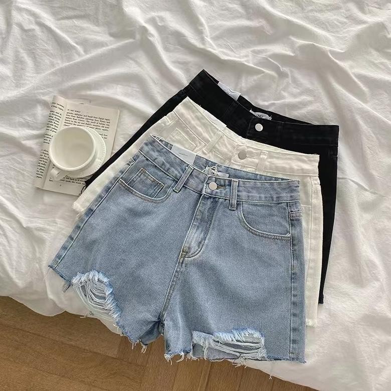 Hotpants Celana Jeans Pendek Wanita Ootd Korean Style Celana Jeans Sobek Wanita Highwaist Celana Jin