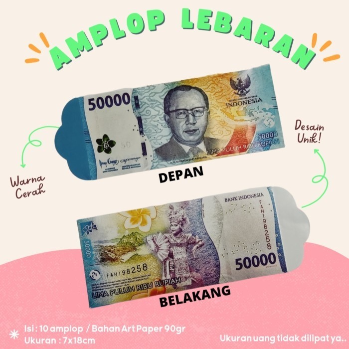 

Amplop Idulfitri Lebaran Panjang 718Cm. Isi 10 Pcs/ Pack