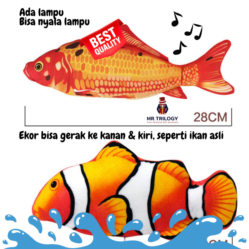 [NEW ARRIVAL TERLENGKAP] Mainan Ikan Goyang LED Uget Uget Mainan Anak Simulasi Ikan Joget Tiktok