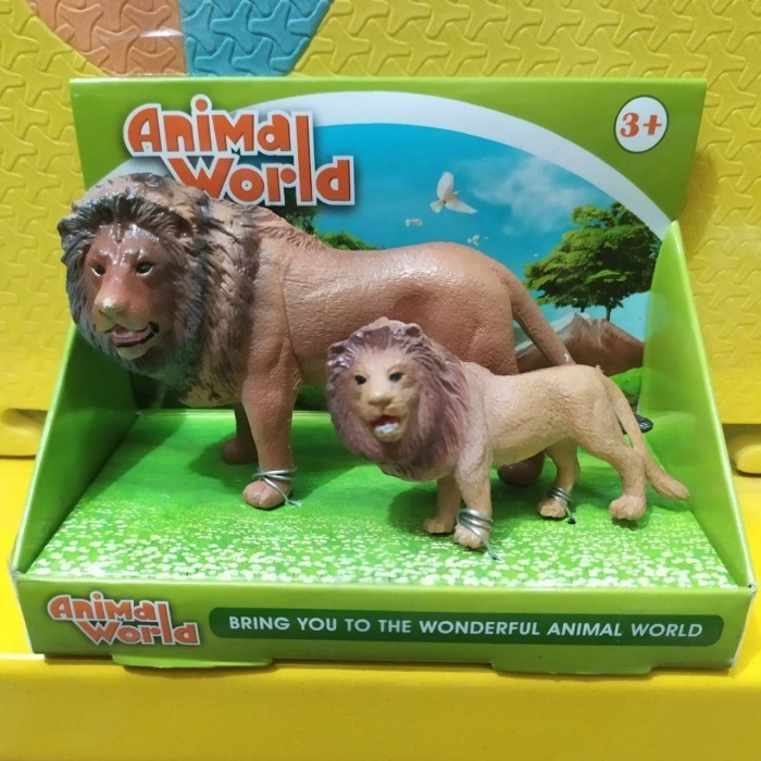 Terbaru Mainan Binatang Miniatur Singa Jantan Maket Diorama Kebun Binatang